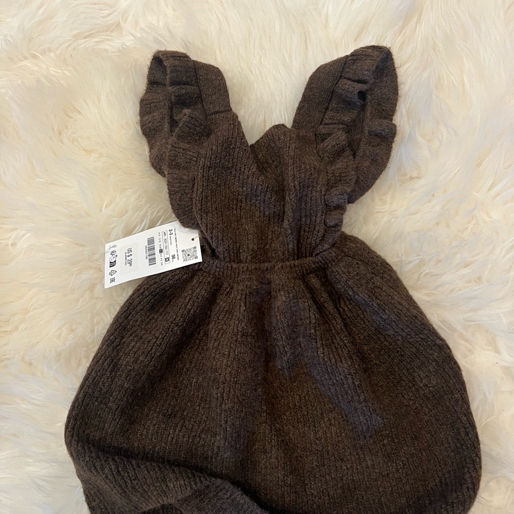Zara Girls Knit Dress with Ruffle Straps size 2-3 NWT